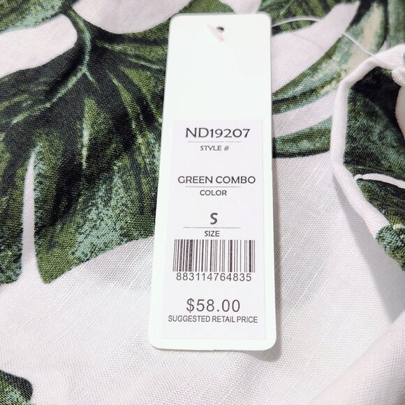 🌴 ANDREA JOVINE Palm Tropical Print Linen Cotton Tank Top Blouse Summer sz S-M - Picture 2 of 15